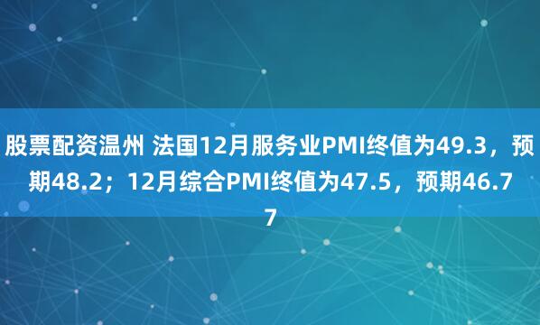 股票配资温州 法国12月服务业PMI终值为49.3，预期48.2；12月综合PMI终值为47.5，预期46.7