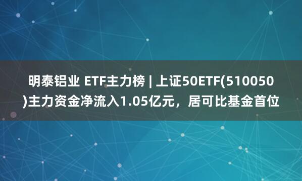明泰铝业 ETF主力榜 | 上证50ETF(510050)主力资金净流入1.05亿元，居可比基金首位