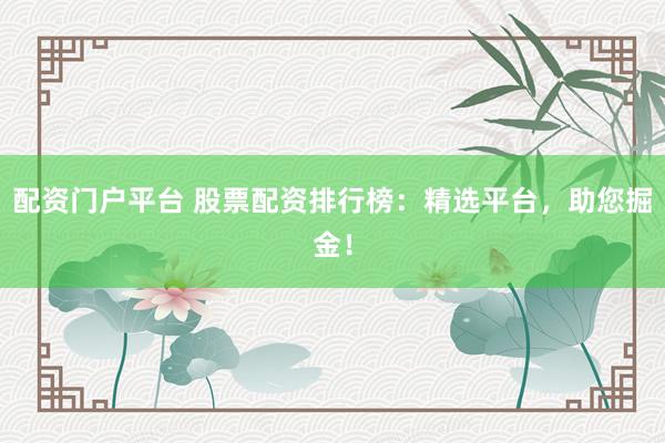 配资门户平台 股票配资排行榜:精选平台,助您掘金!